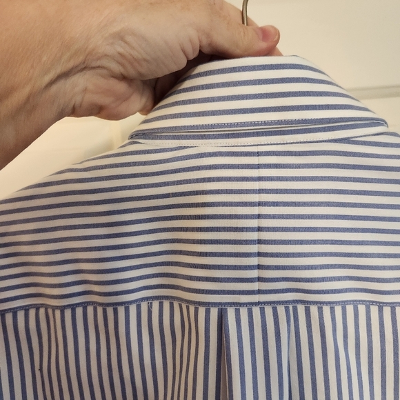 Jos A. Banks non iron tailored fit blue white stripe men's dress shirt 16 32 - Picture 2 of 6